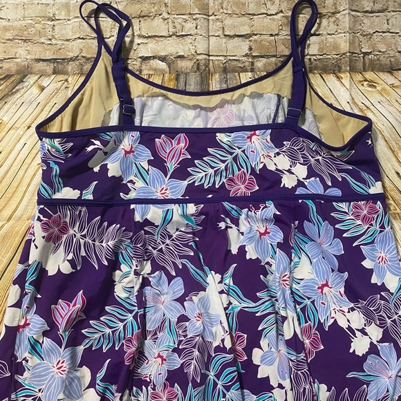 Swimsuits For All Purple Blue Tankini Top Dress - Picture 3 of 7